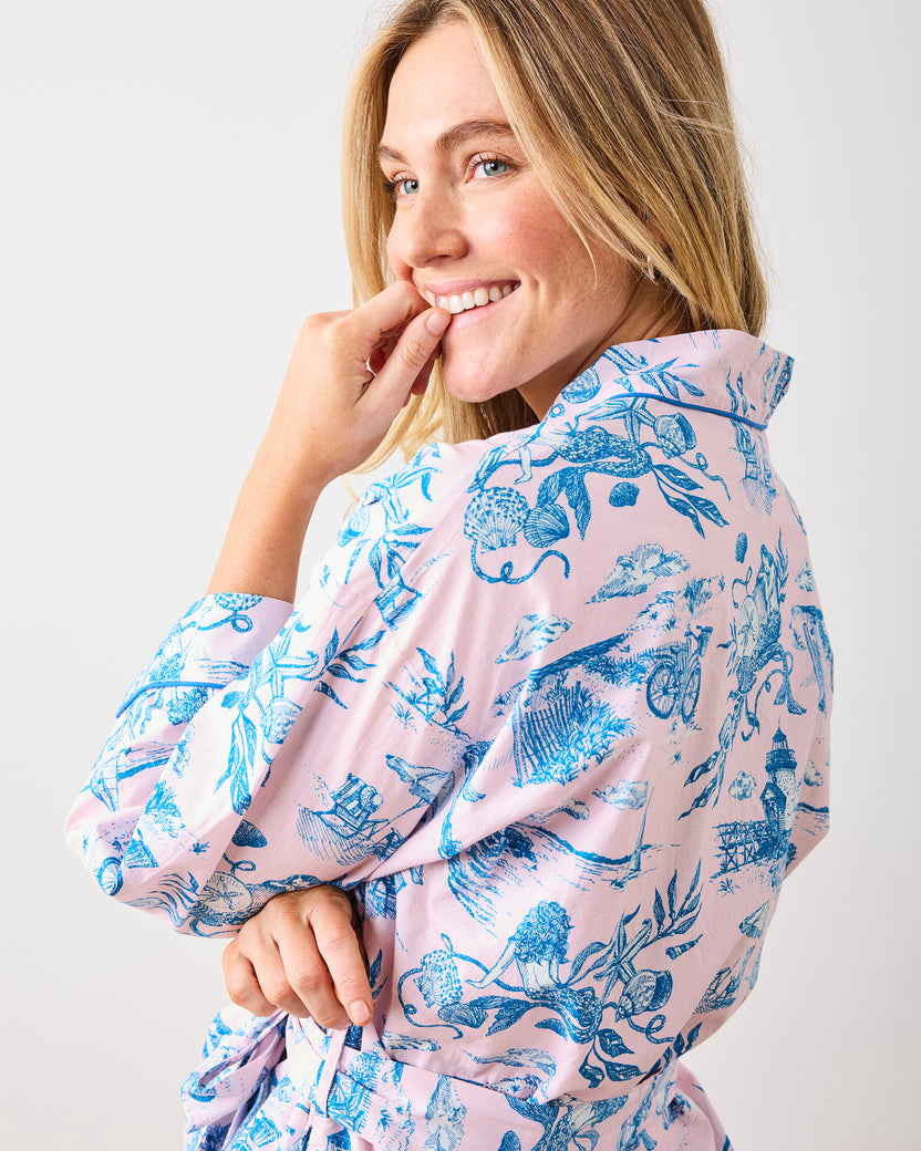 Mermaid Toile - Getting Ready Robe - Blush - Printfresh