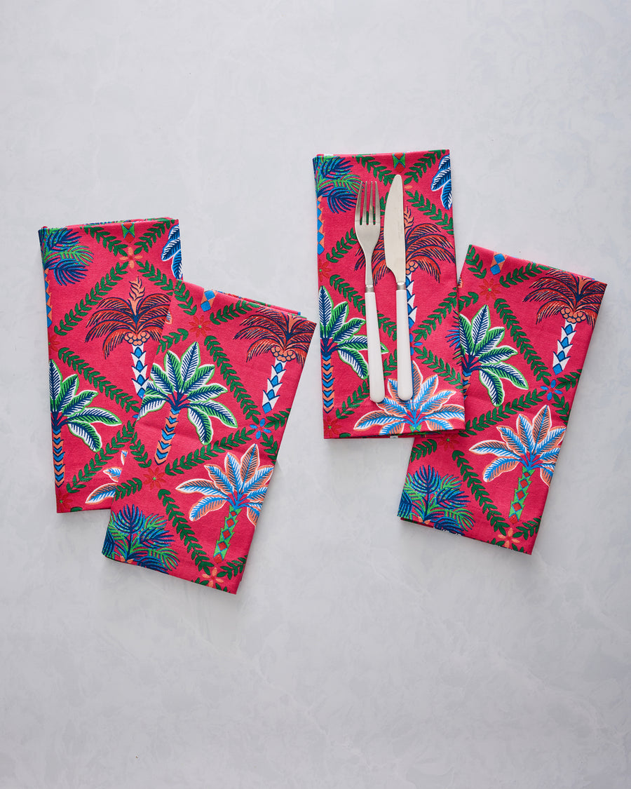 Palm Tree Paradise - Set of 4 Placemats & Napkins Bundle - Cocktail Umbrella - Printfresh