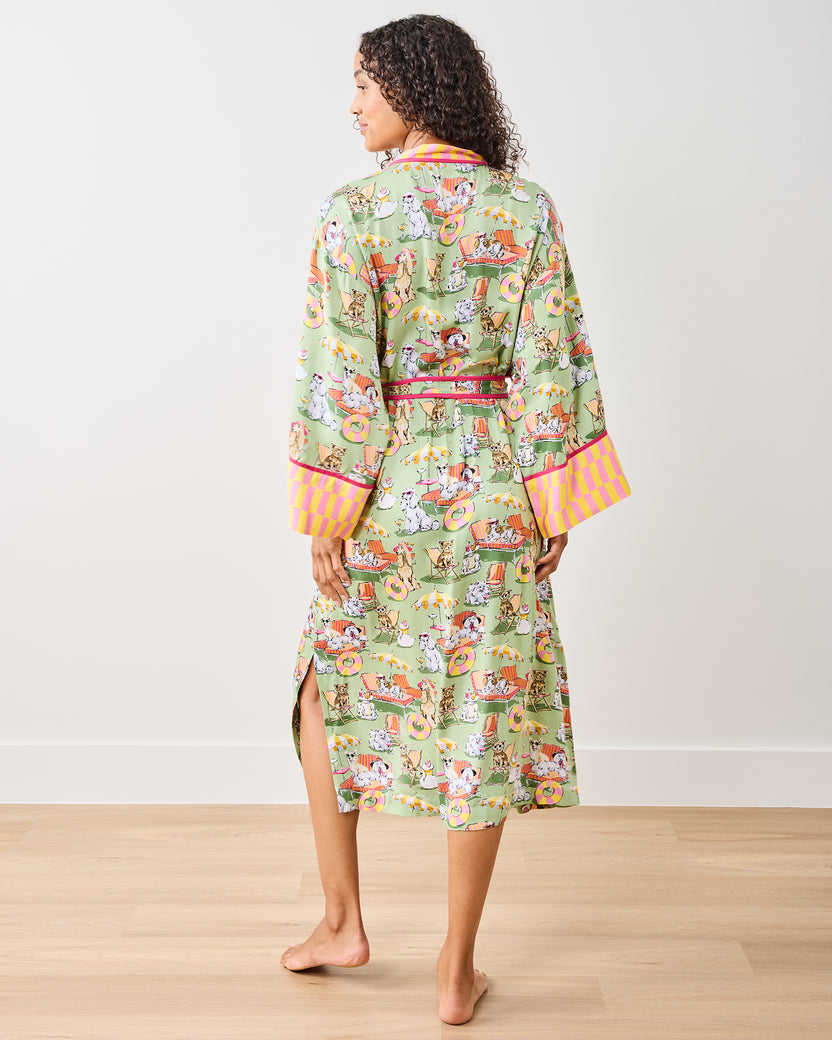 Palm Royale Pooches - Eco Satin Robe - Grasshopper - Printfresh