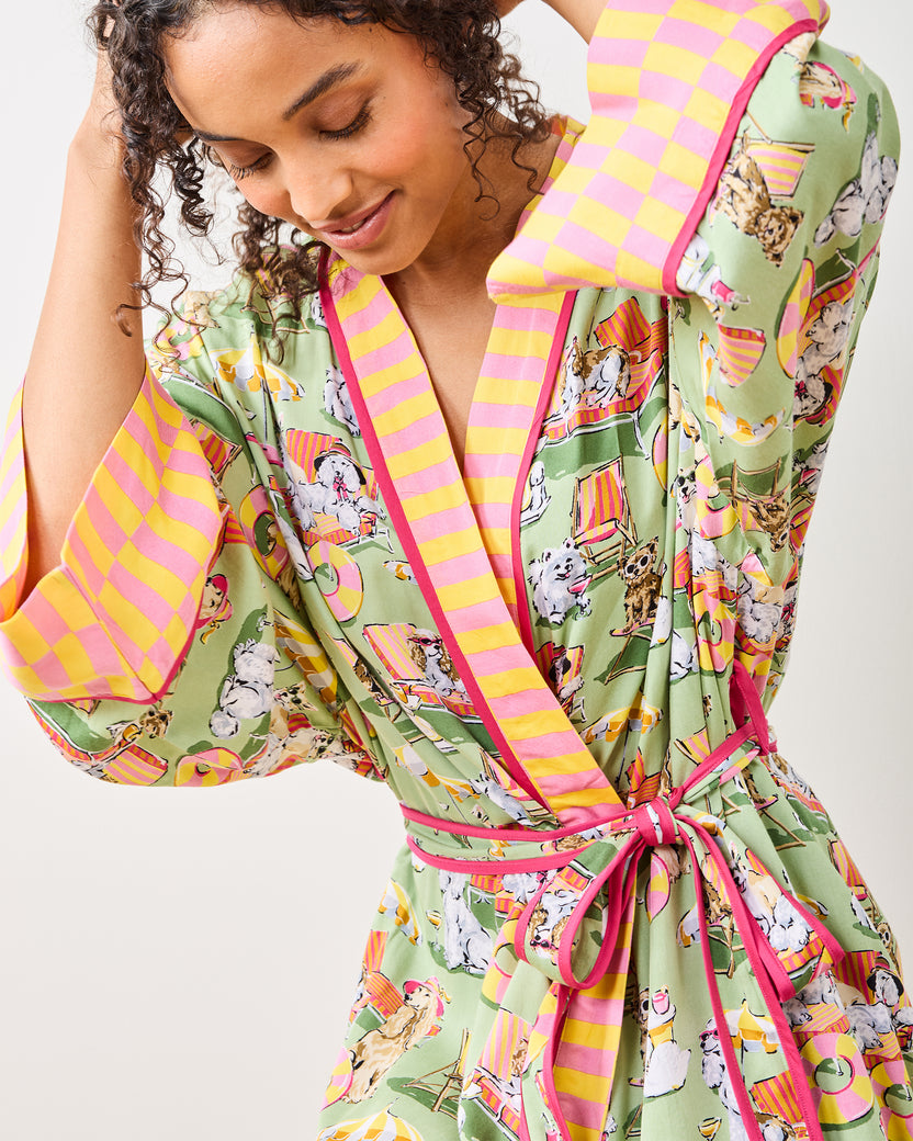 Palm Royale Pooches - Eco Satin Robe - Grasshopper - Printfresh