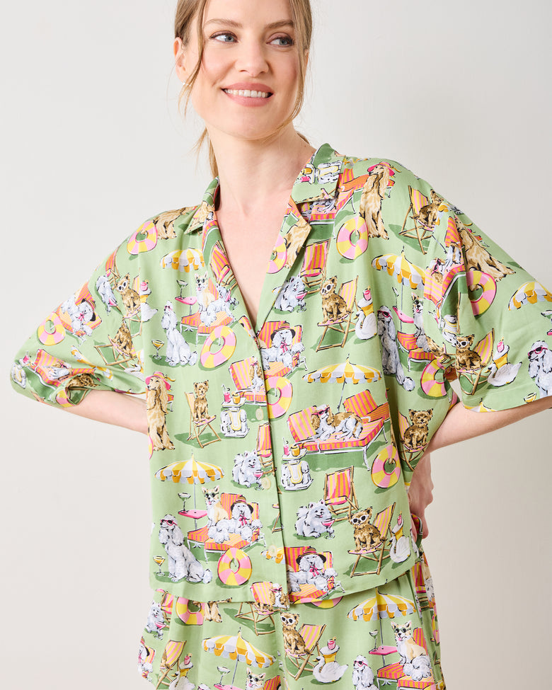 Palm Royale Pooches - Eco Satin Sweet Dreams Set - Grasshopper - Printfresh