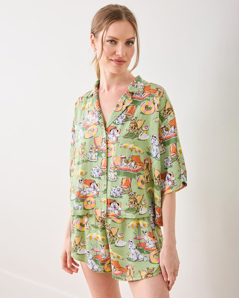 Palm Royale Pooches - Eco Satin Sweet Dreams Set - Grasshopper - Printfresh