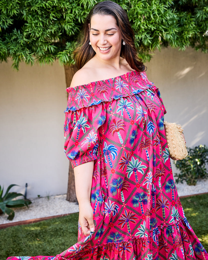 Palm Tree Paradise - Ximena Dress - Cocktail Umbrella - Printfresh