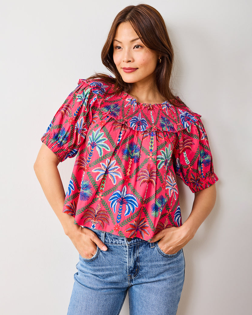 Palm Tree Paradise - Ximena Blouse - Cocktail Umbrella - Printfresh