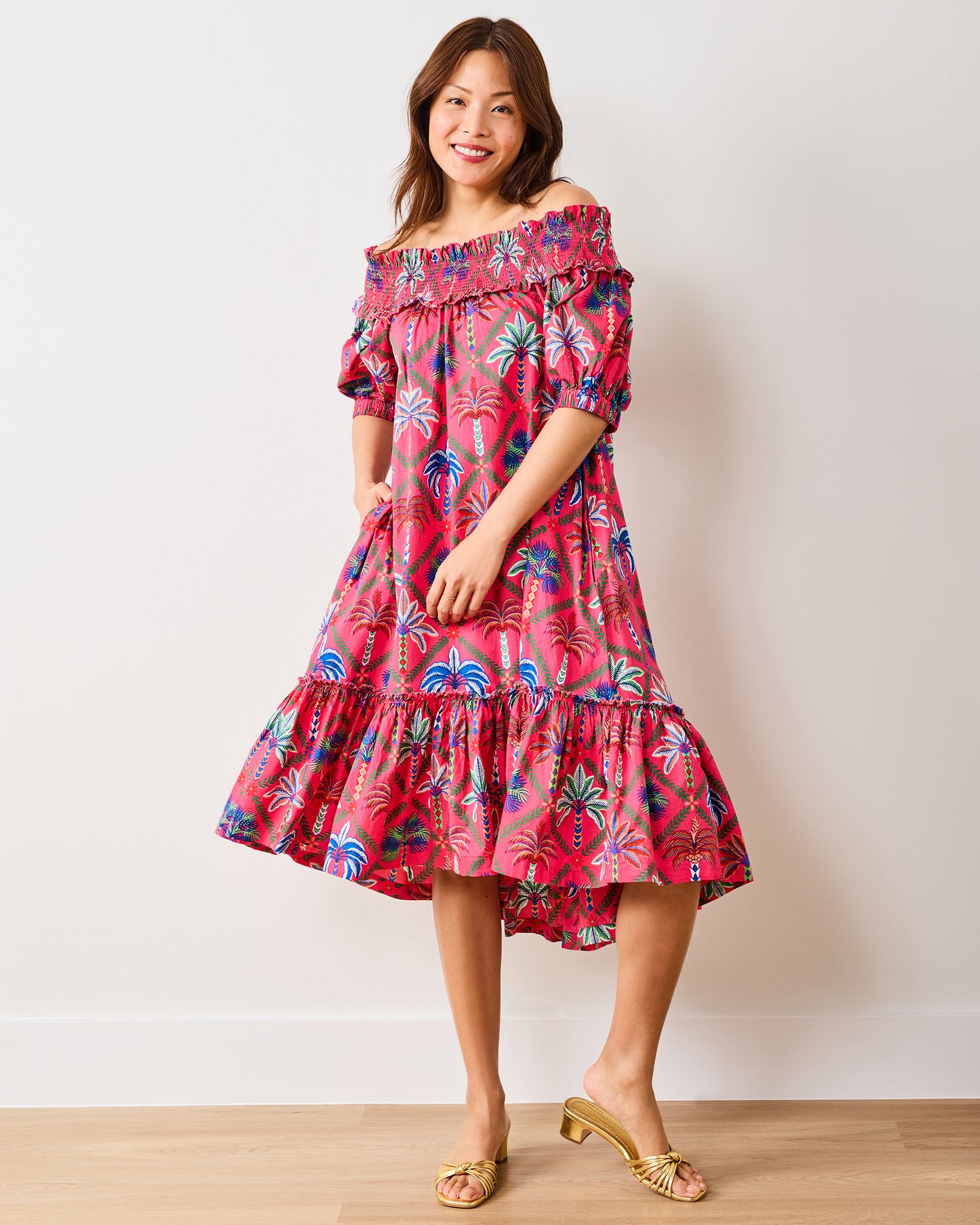 umbrella cocktail dress Mar Dress, a structured linen mini with sculptural tagua straps and an organic contrast trim #BaluarteR26 #AZULU