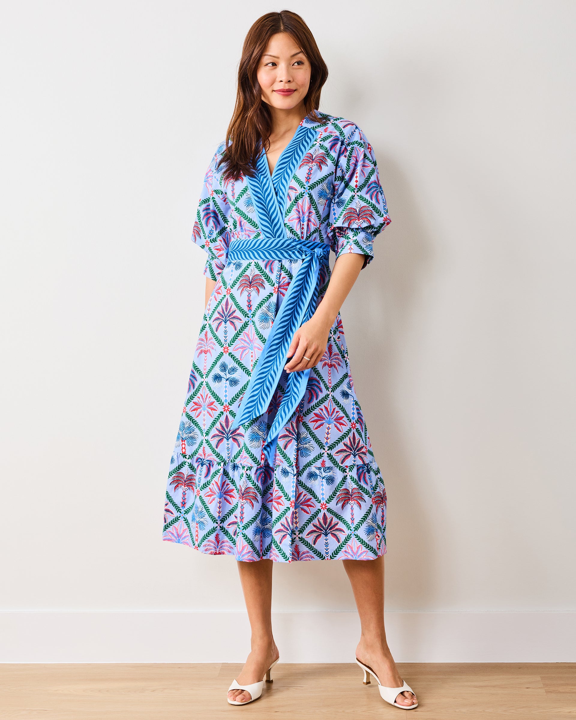blue palm tree dress Farm Rio Palm Tree Dress main image 1