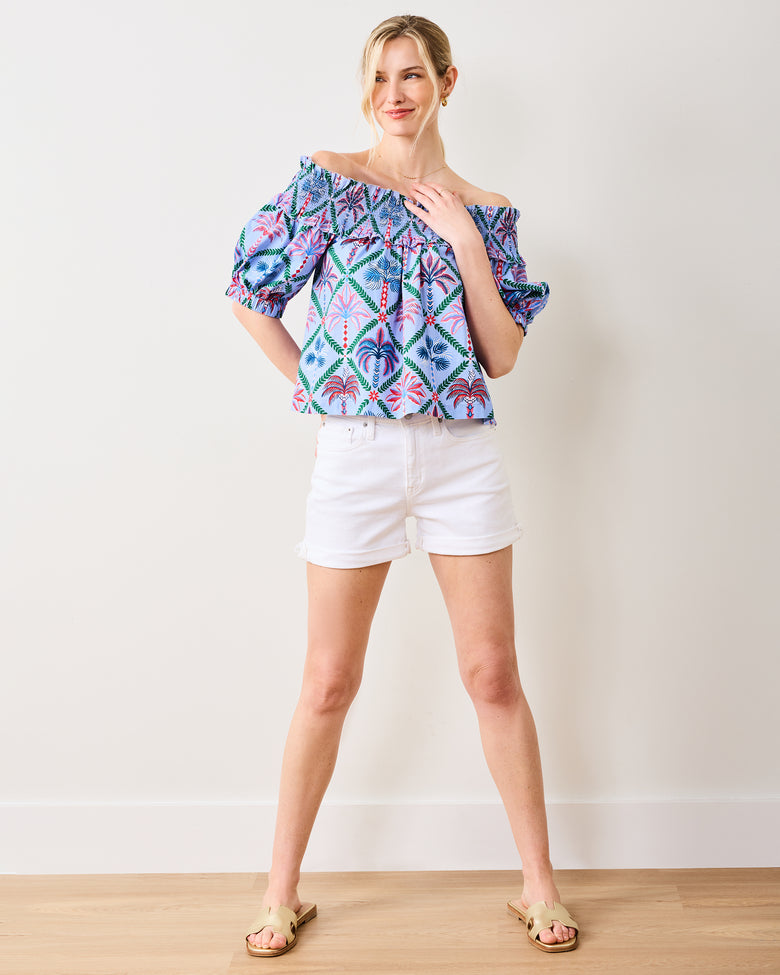 Palm Tree Paradise - Ximena Blouse - Lilac Escape - Printfresh