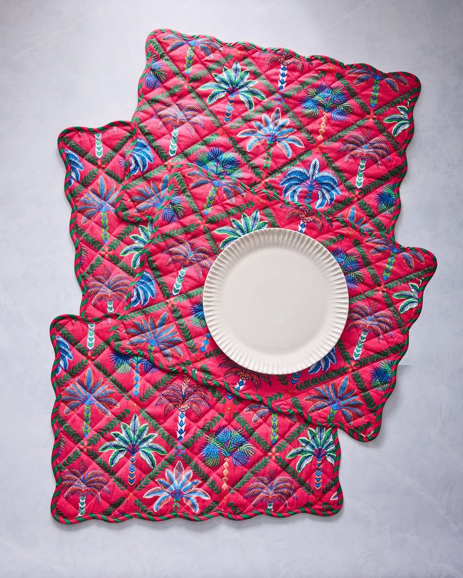 Palm Tree Paradise - Set of 4 Placemats & Napkins Bundle - Cocktail Umbrella - Printfresh