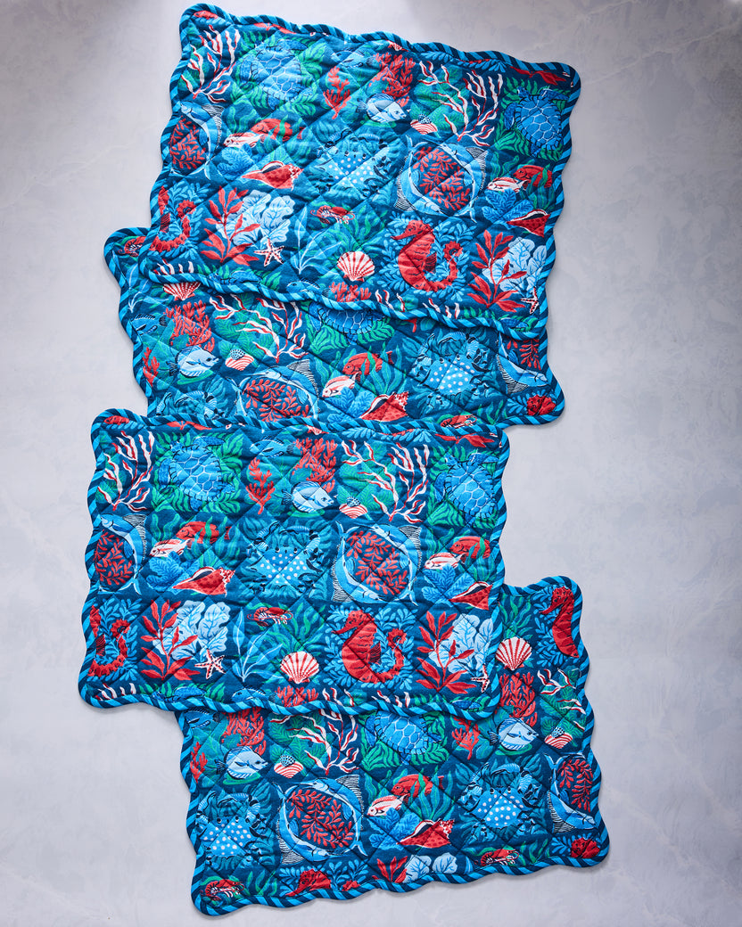 Stained Glass Sea - Placemats Set Of 4 - Seaside Blue - Printfresh