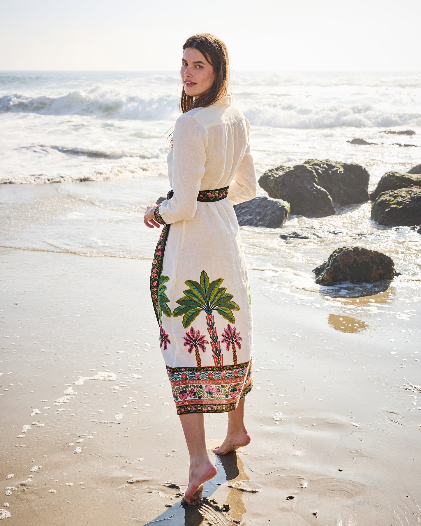 Playa Palms - Monaco Midi Dress - Off White Printfresh Playa Palms - Monaco Midi Dress - Off White Printfresh