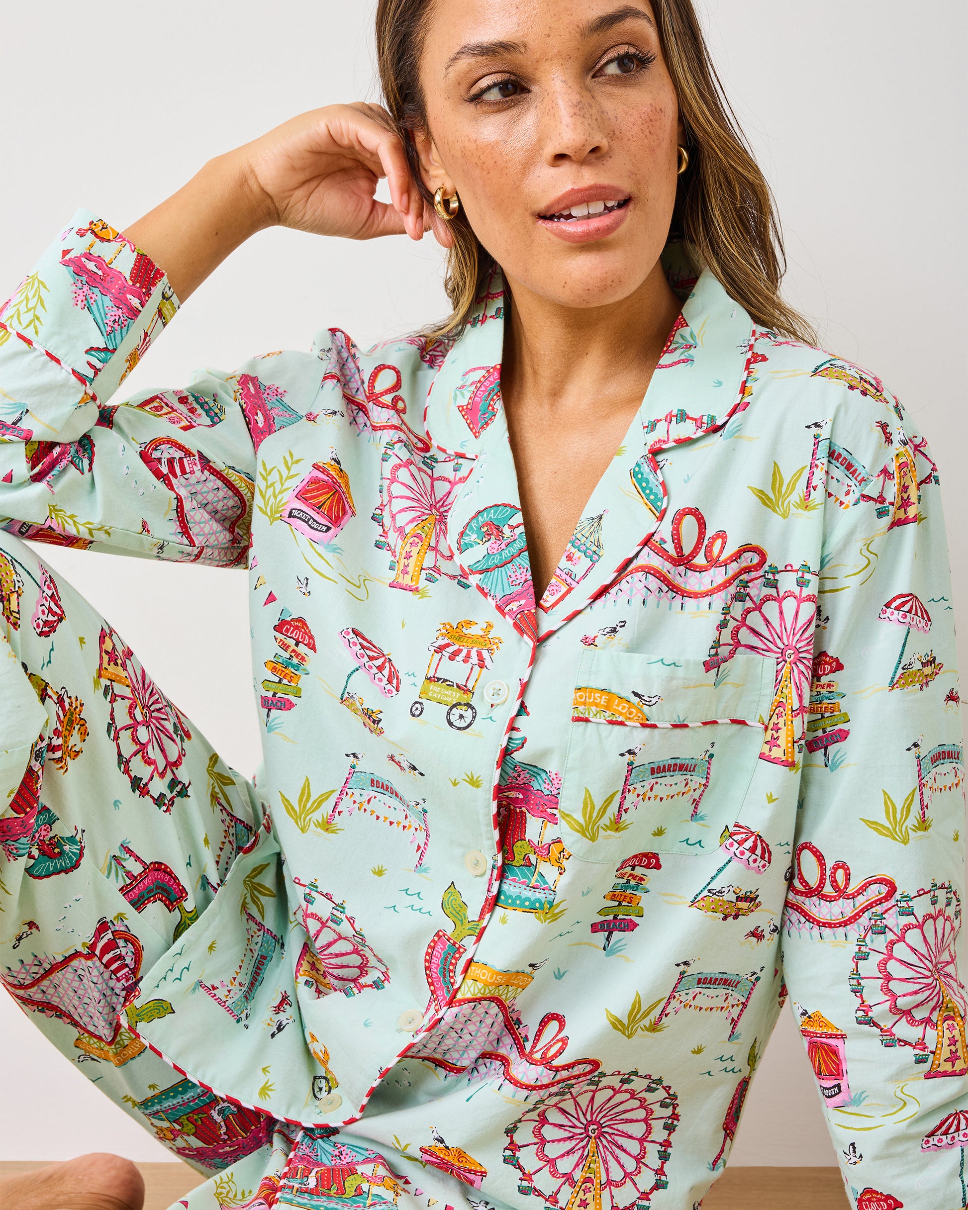 Mermaid Toile - Long PJ Set - Blush