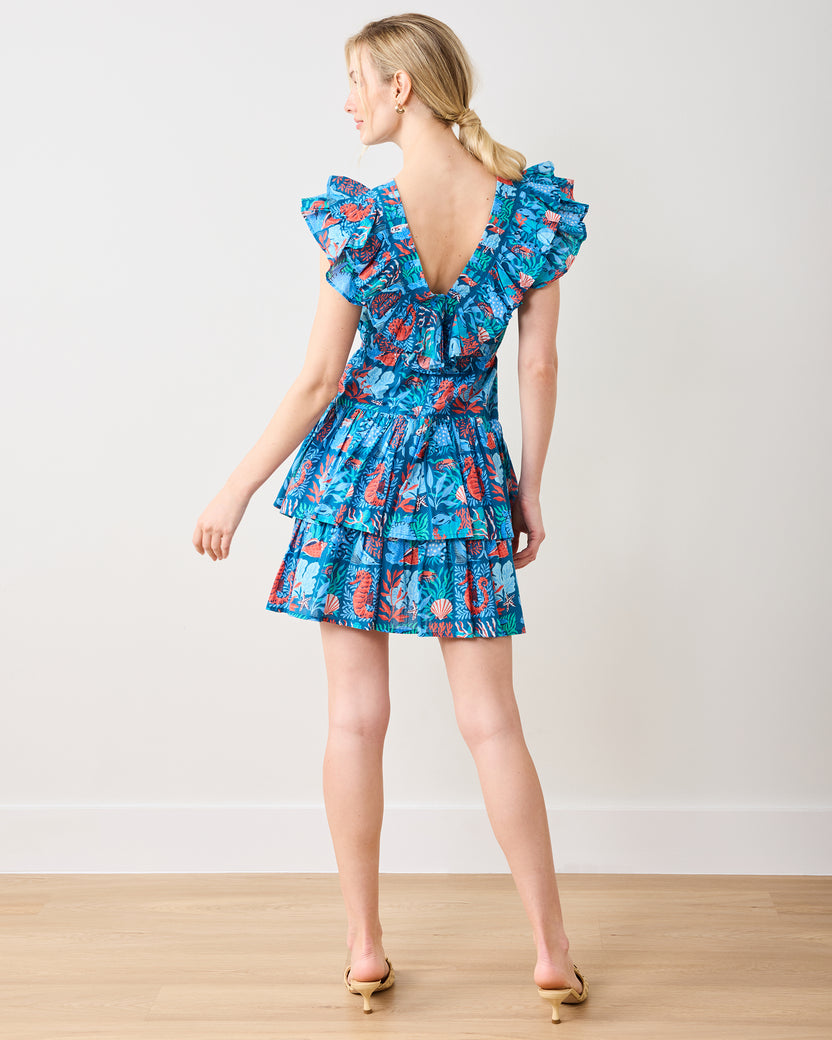 Stained Glass Sea - Evening Out Dress - Seaside Blue - Printfresh