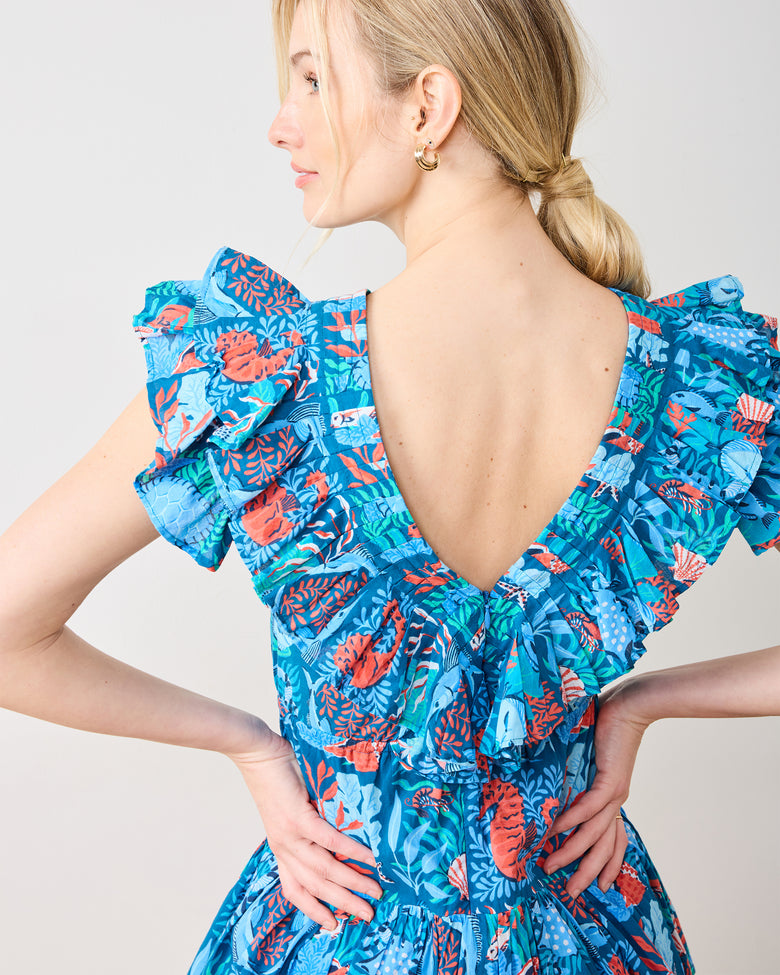 Stained Glass Sea - Evening Out Dress - Seaside Blue - Printfresh