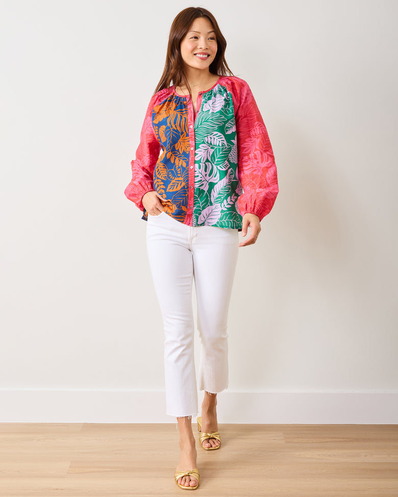 Toucan Treetop - Step Ashore Blouse - Multi Palms - Printfresh