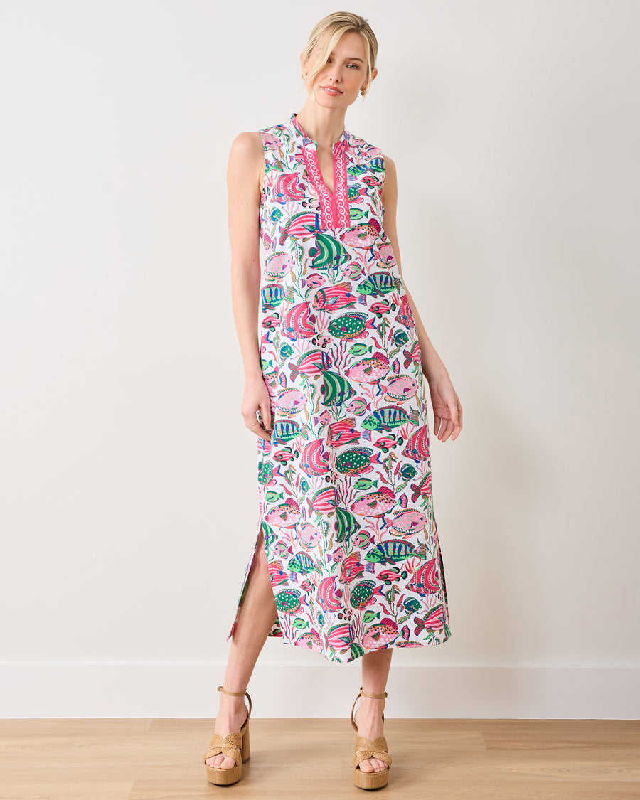 Tropical Fish - Ocean View Long Tunic Dress - Cloud - Printfresh
