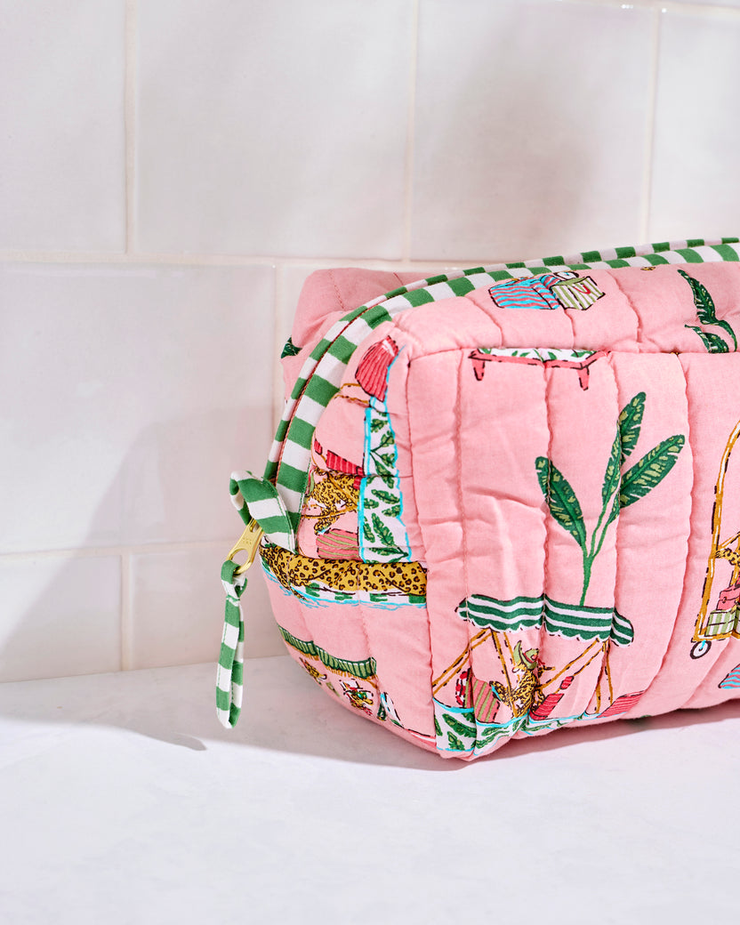 Cabana Cats - Quilted Pouch - Peach Daiquiri - Printfresh