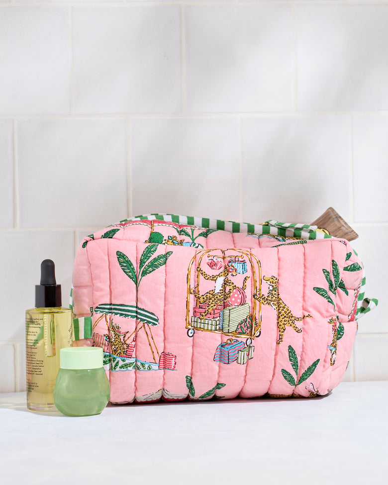 Cabana Cats - Quilted Pouch - Peach Daiquiri - Printfresh