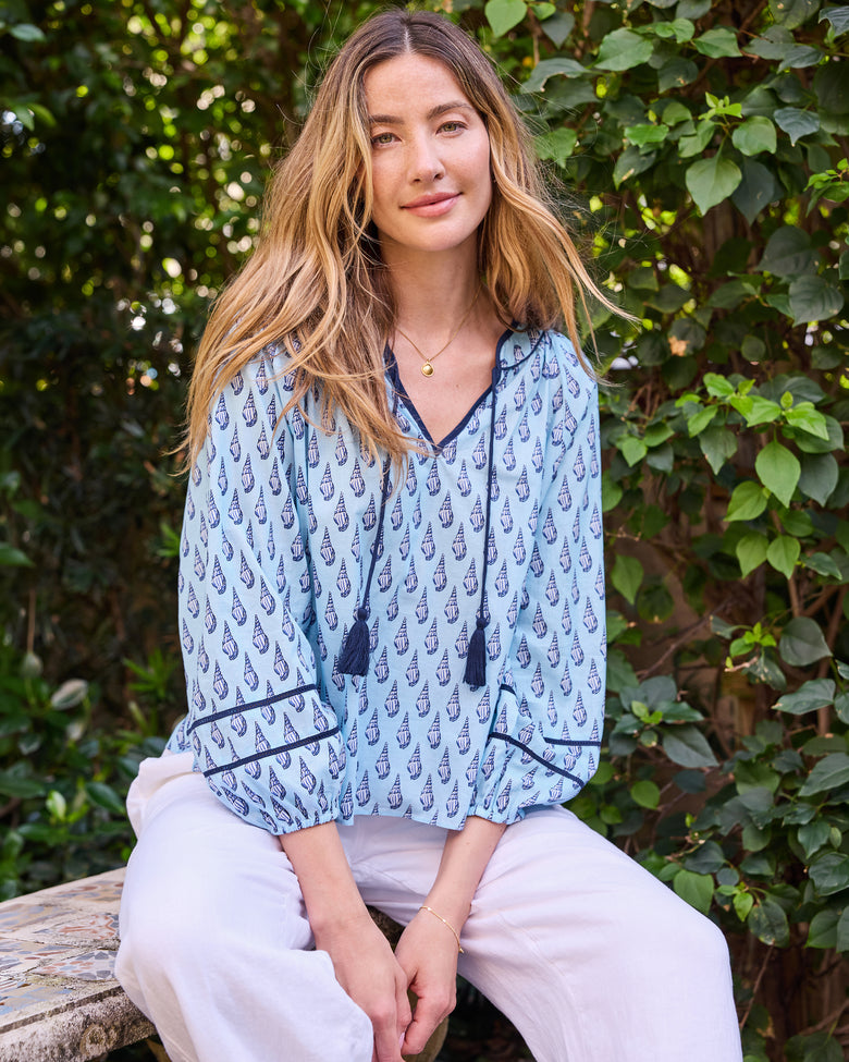 Conch Cascade - Kaia Blouse - Clear Waters - Printfresh