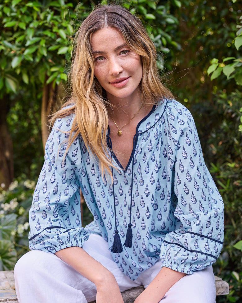 Conch Cascade - Kaia Blouse - Clear Waters - Printfresh