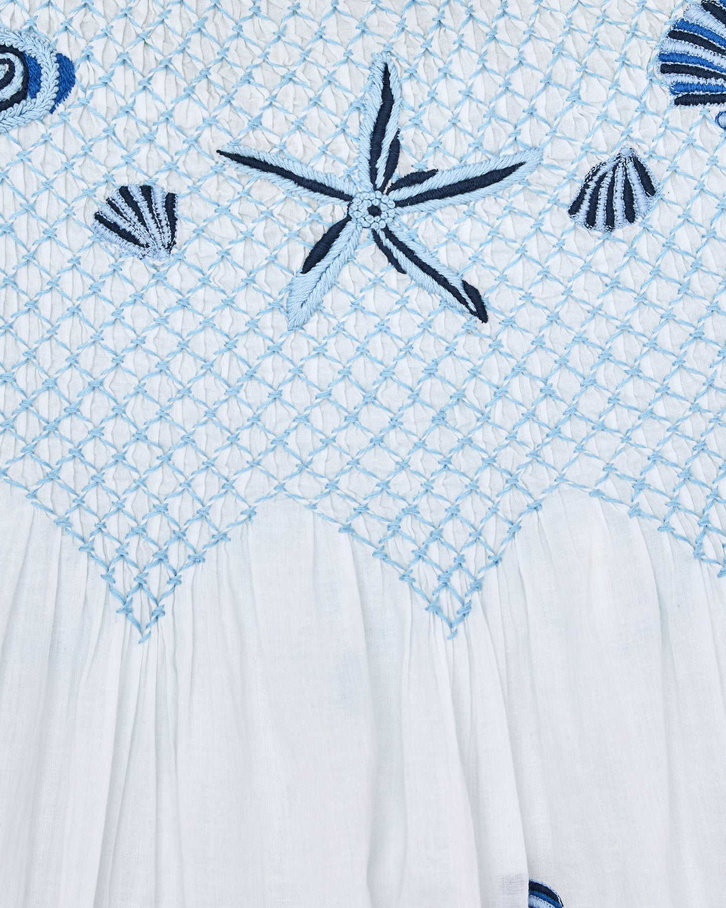 Embroidered Shells - Naya Nightie - Blue Cloud - Printfresh