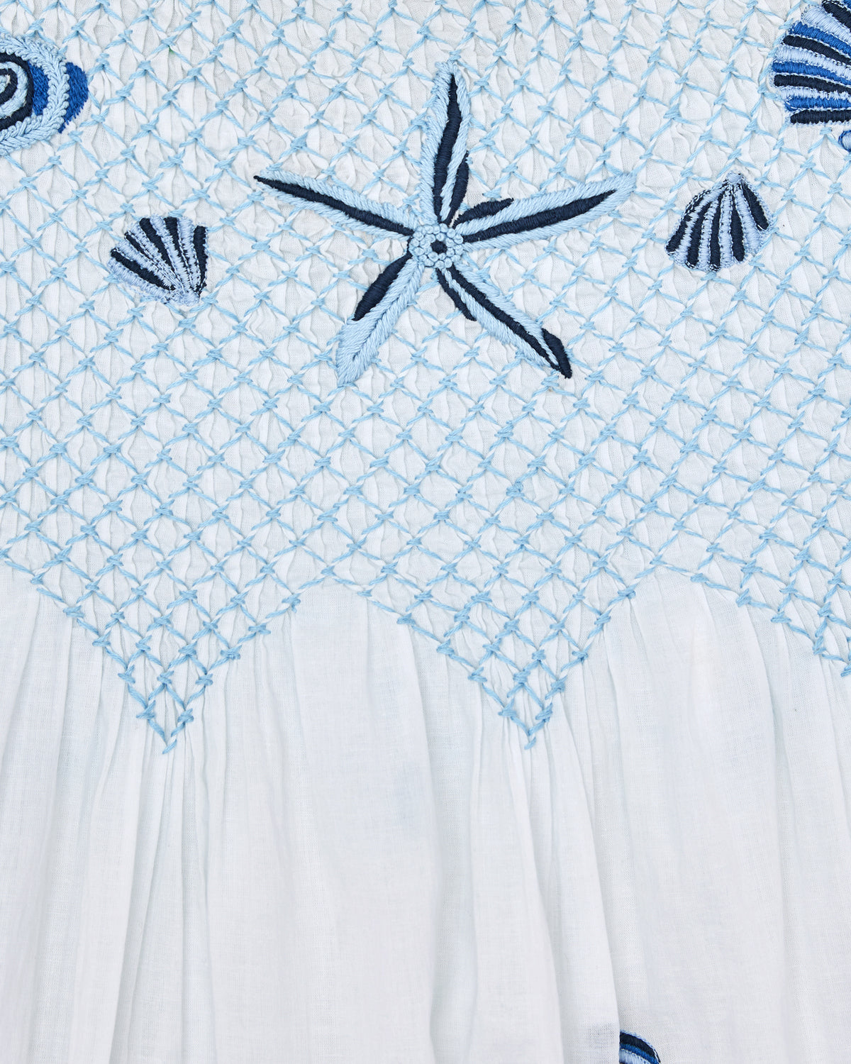 Embroidered Shells - Naya Nightie - Blue Cloud - Printfresh