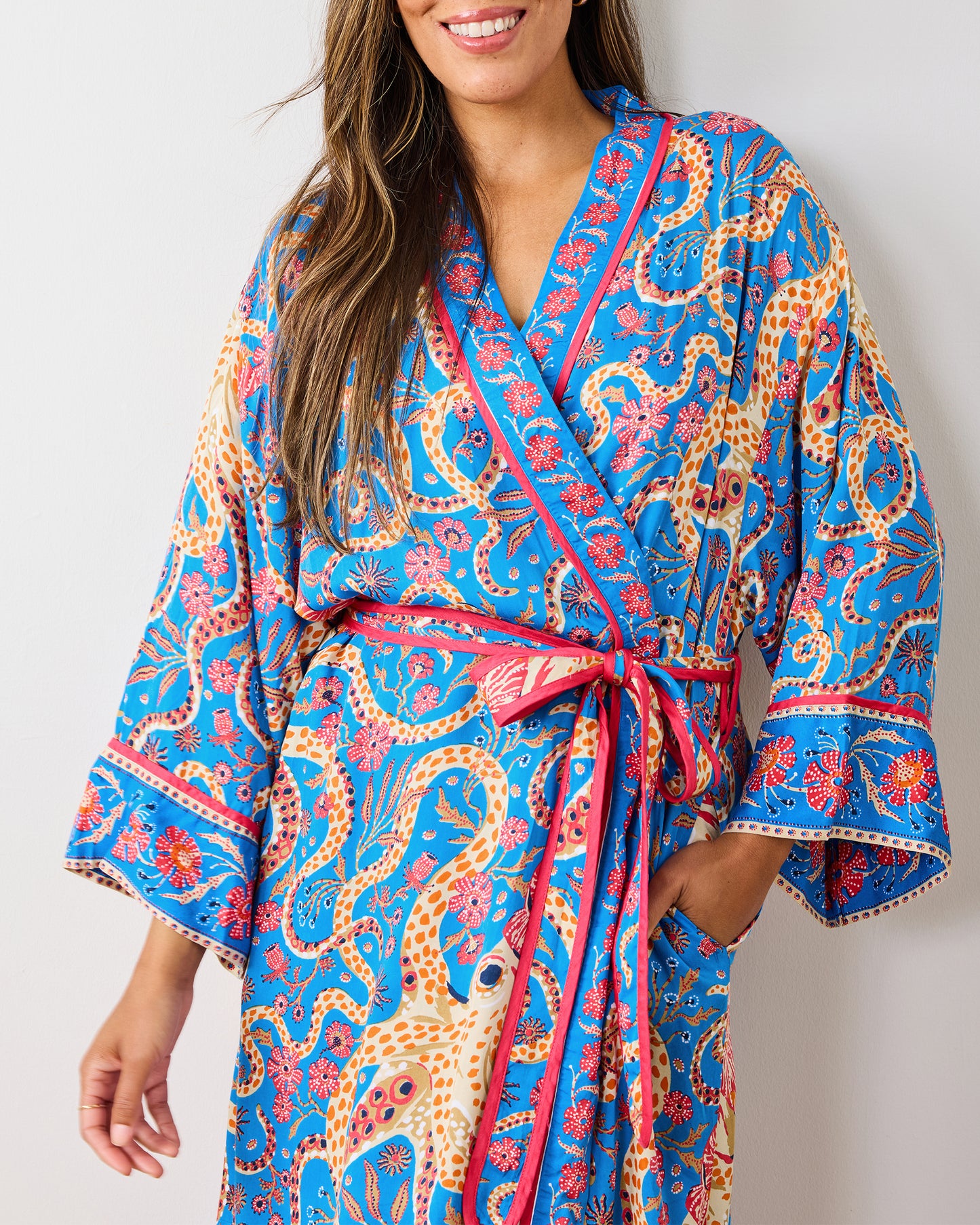 Octopus Isle - Eco Satin Robe - Ocean Eyes - Printfresh