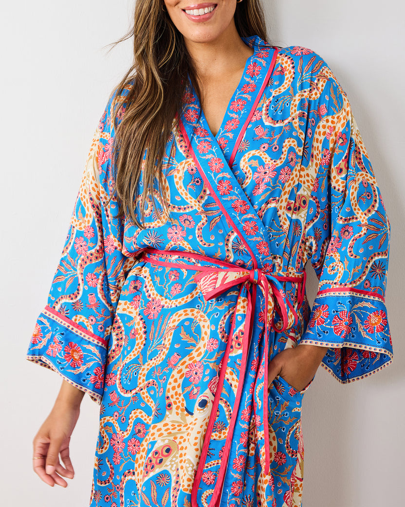 Octopus Isle - Eco Satin Robe - Ocean Eyes - Printfresh
