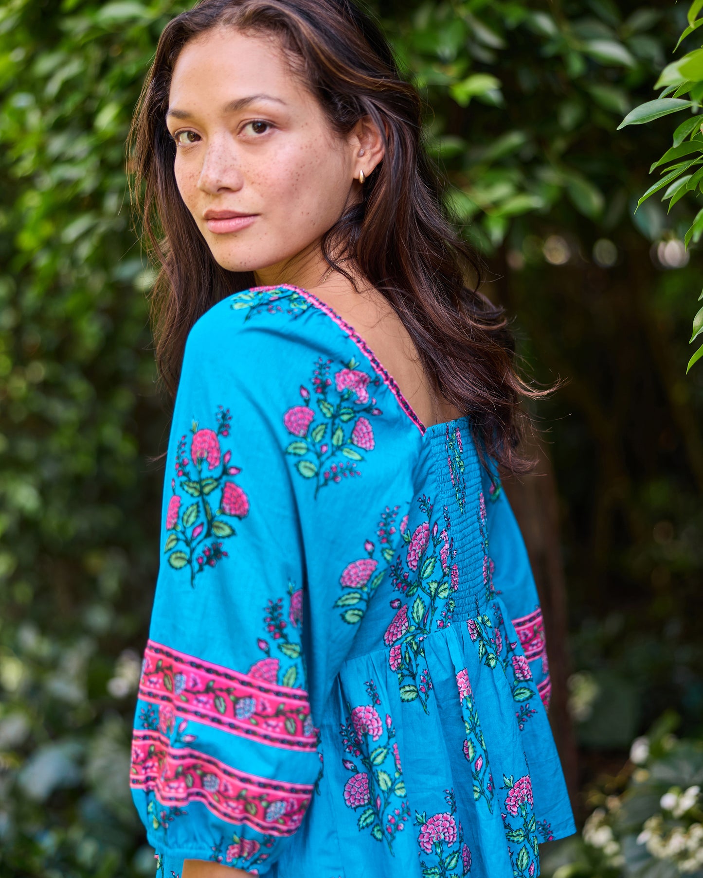 Salt Air Flowers - Jasmine Blouse - Summer Blue - Printfresh