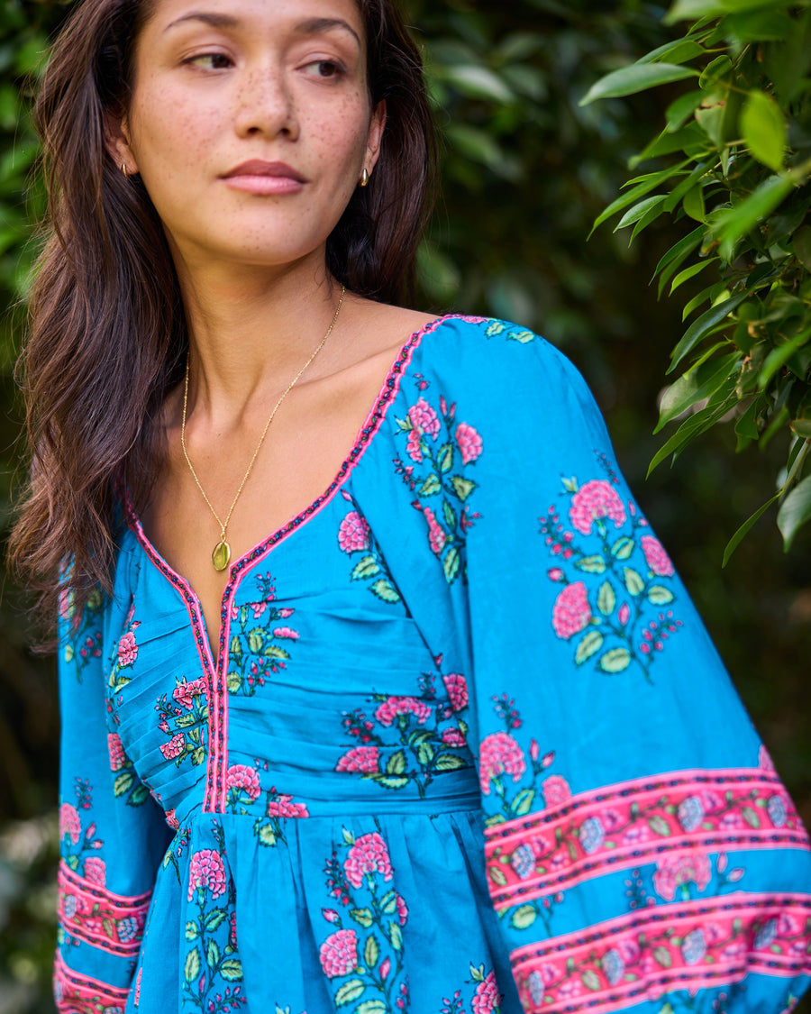Salt Air Flowers - Jasmine Blouse - Summer Blue - Printfresh