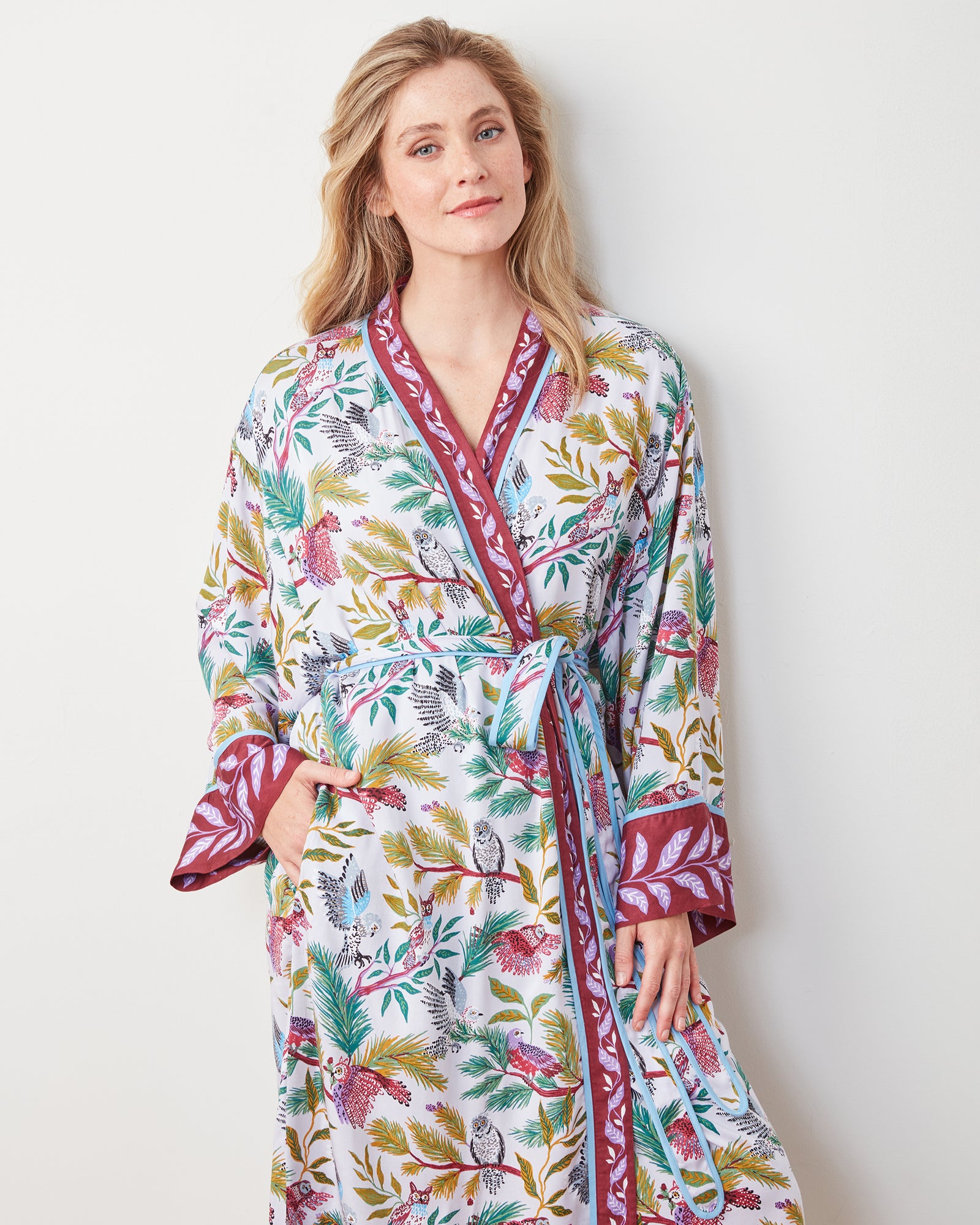 Wise Owls - Satin Robe - Dusty Lilac - Printfresh