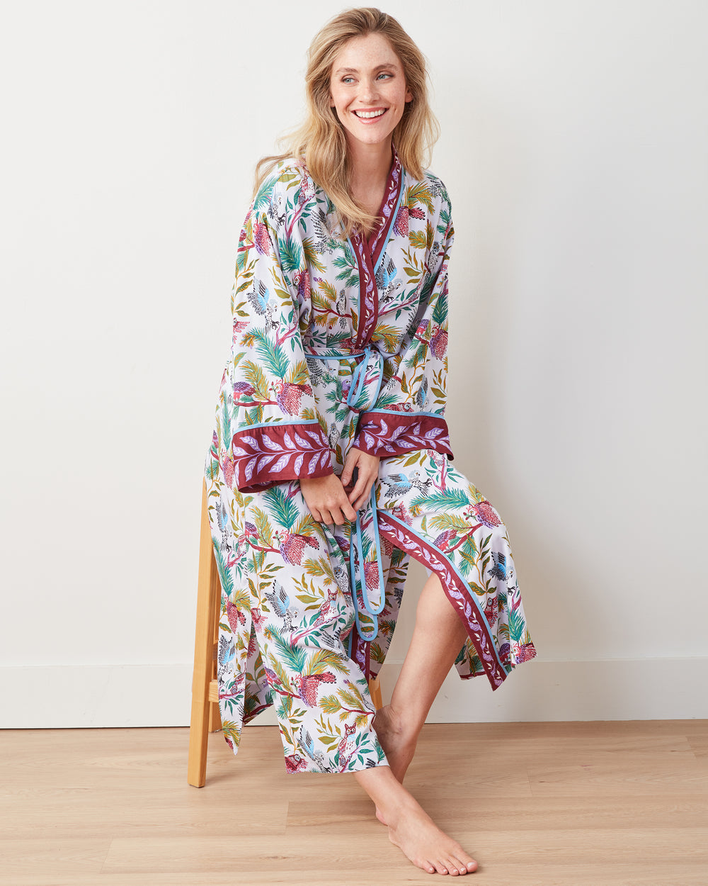 Wise Owls - Satin Robe - Dusty Lilac - Printfresh