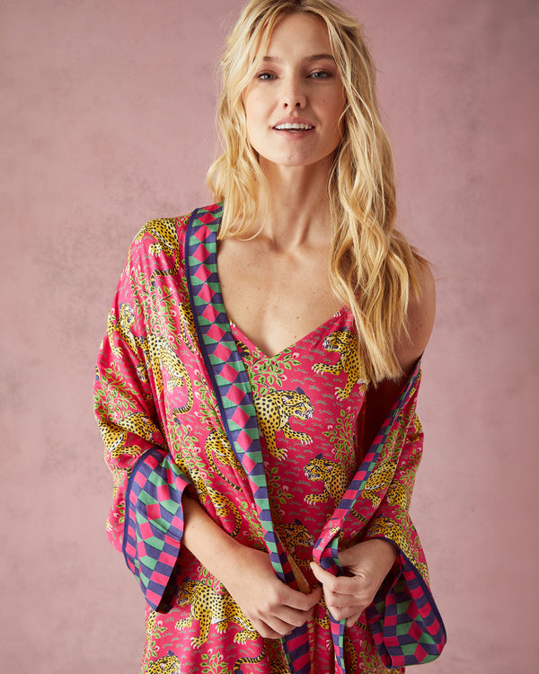 Bagheera - Satin Robe - Hot Pink - Printfresh