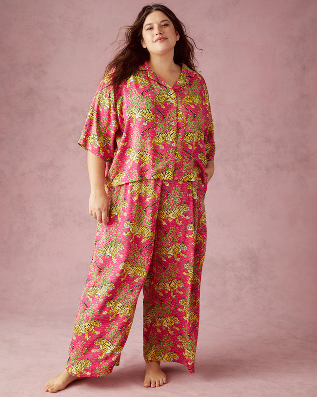 Bagheera - Satin Wildest Dreams & Robe Set - Hot Pink - Printfresh