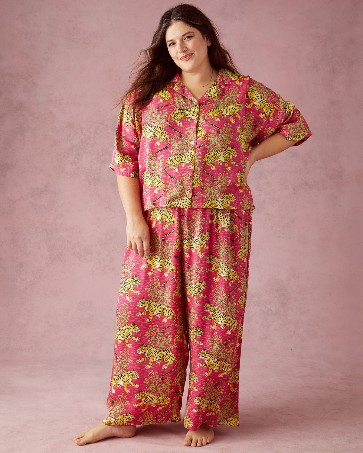 Camel's Courtyard & Bagheera - Eco Satin Wildest Dreams Set Bundle - Avocado/Hot Pink - Printfresh