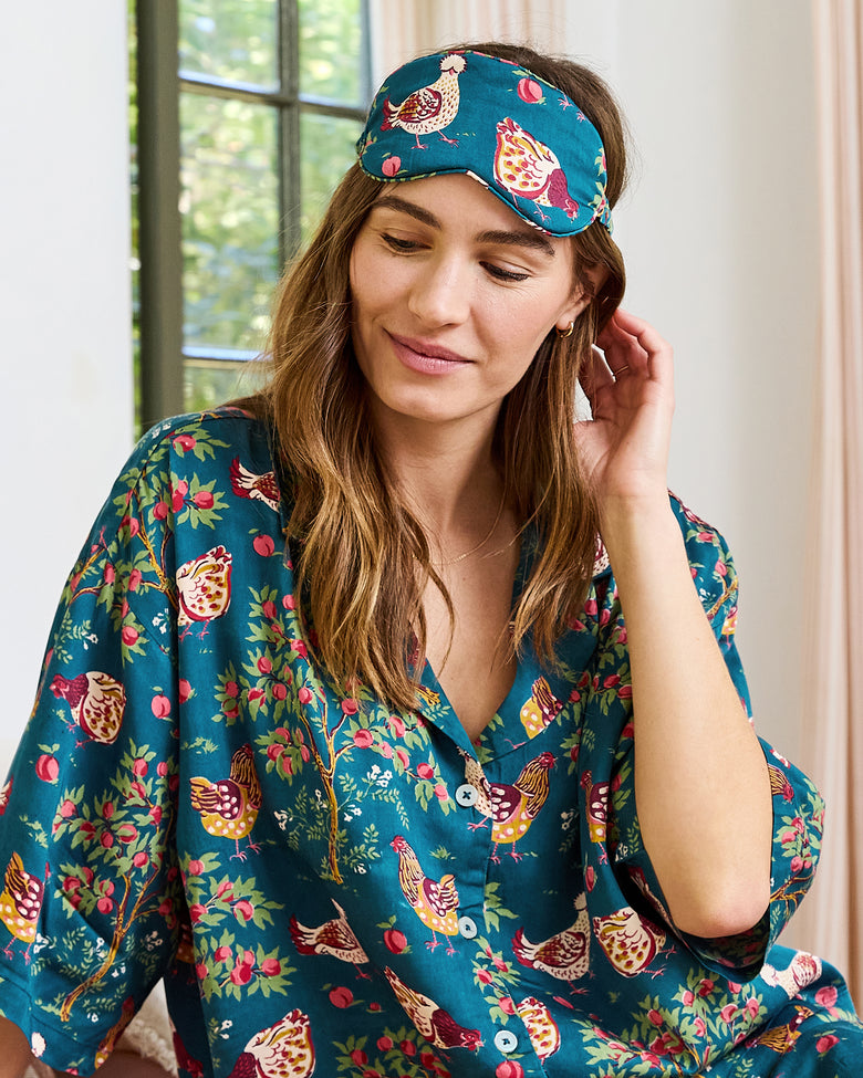 Hen House - Eco Satin Eye Mask - Navy - Printfresh