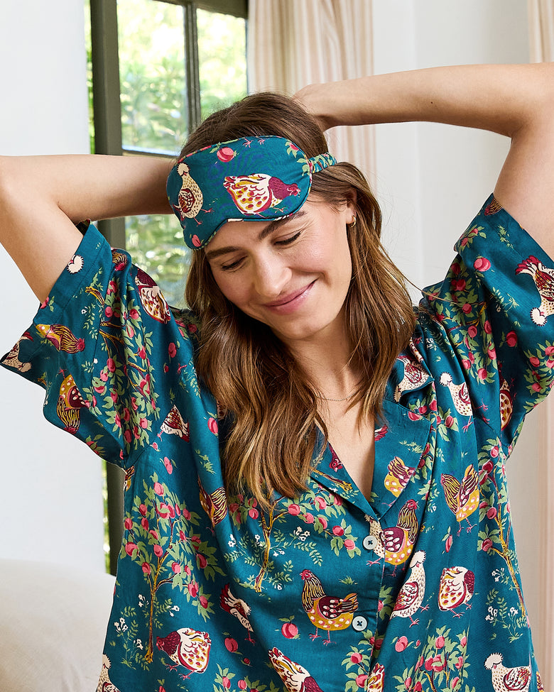 Hen House - Eco Satin Eye Mask - Navy - Printfresh