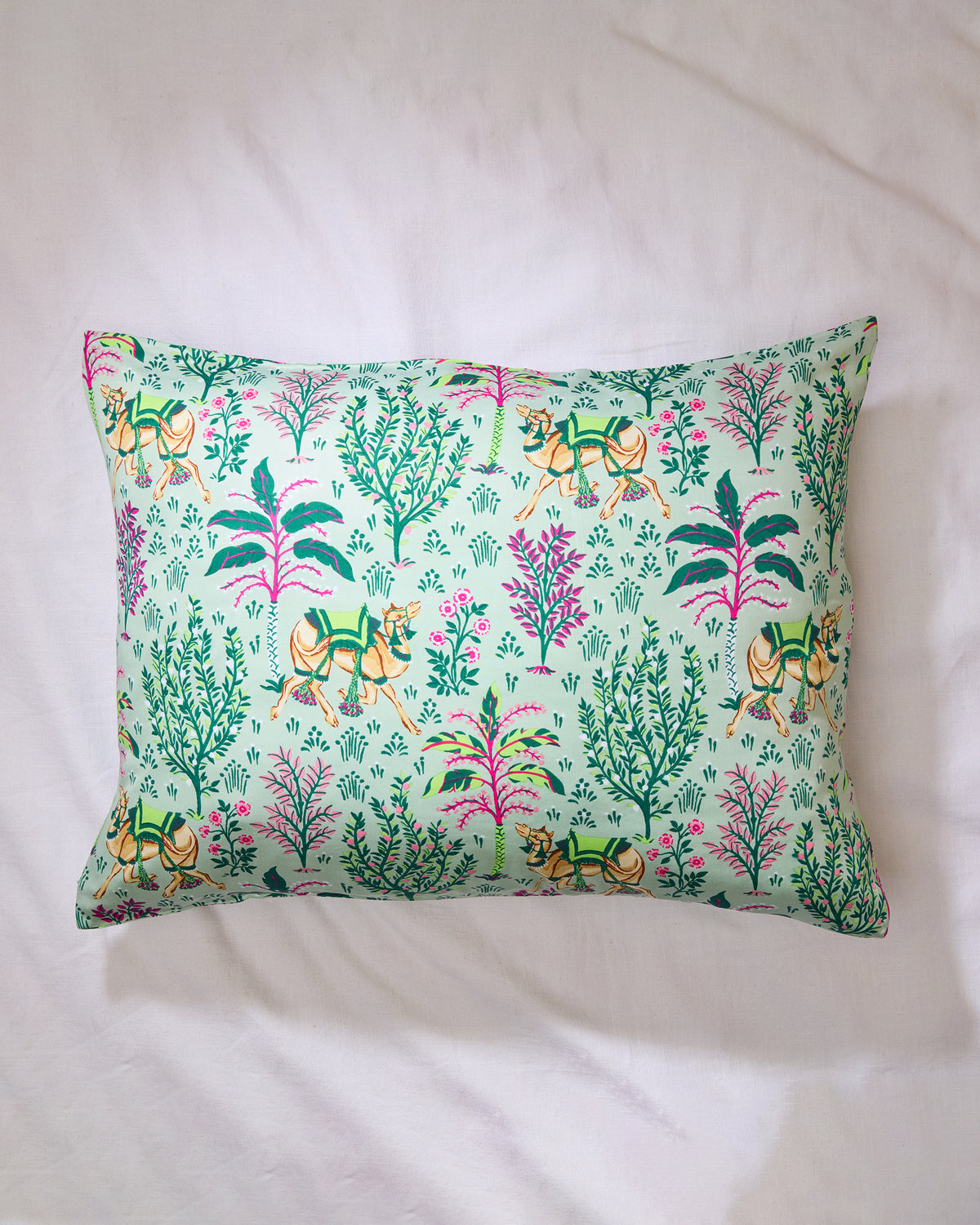 Camels Courtyard Eco Satin Pillowcase Avocado