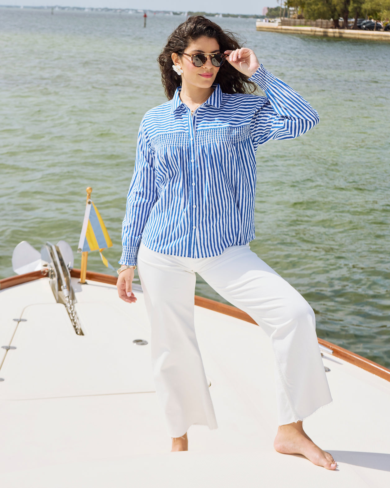 Seaside Stripes - Easy Street Blouse - Blue Cloud - Printfresh