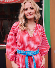 Seaside Stripes - Dockside Date Dress - Peach Cobbler - Printfresh