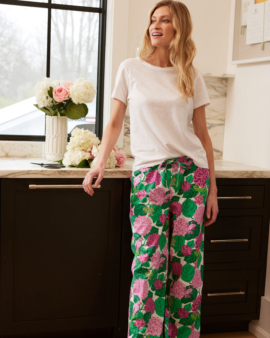Secret Garden - PJ Pants - Pink Hydrangea - Printfresh