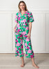 Secret Garden - Short Sleeve Top & Cropped Pajama Pants Set - Pink Hydrangea - Printfresh