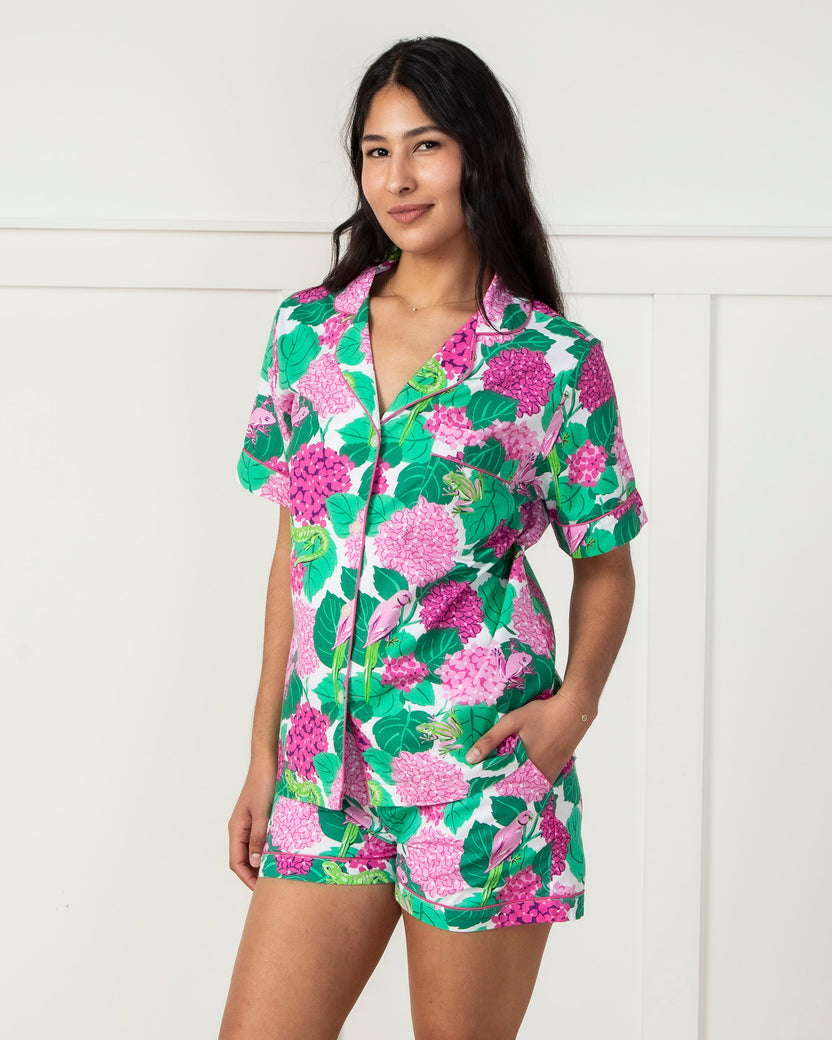 Secret Garden - Short PJ Set - Pink Hydrangea - Printfresh