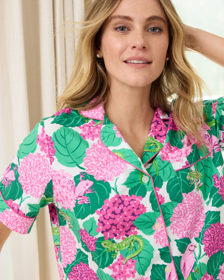 Secret Garden - Short PJ Set - Pink Hydrangea - Printfresh