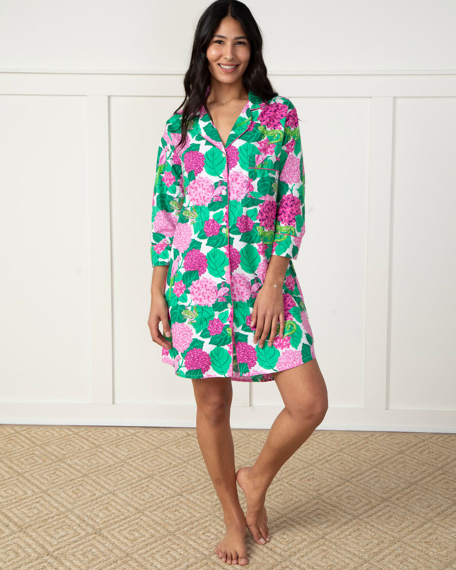 Secret Garden - Sleep Shirt - Pink Hydrangea - Printfresh