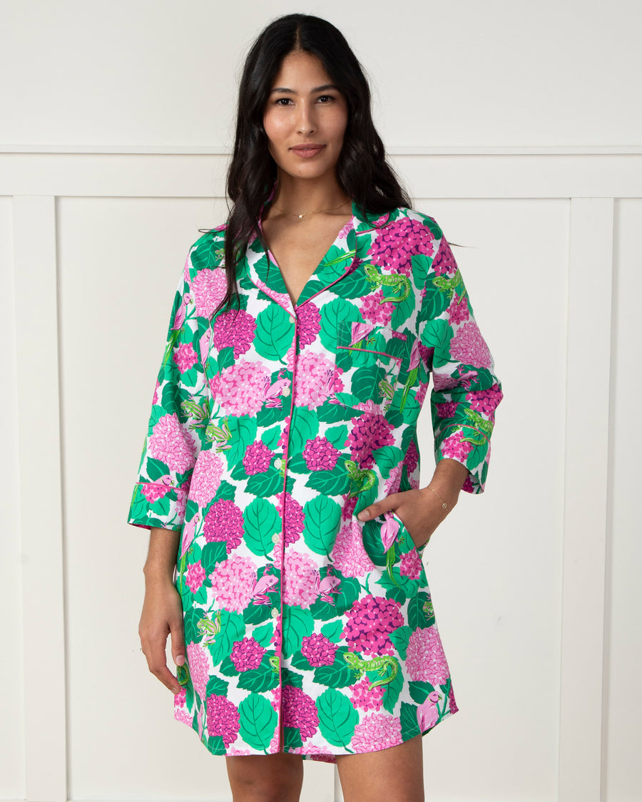 Secret Garden - Sleep Shirt - Pink Hydrangea - Printfresh