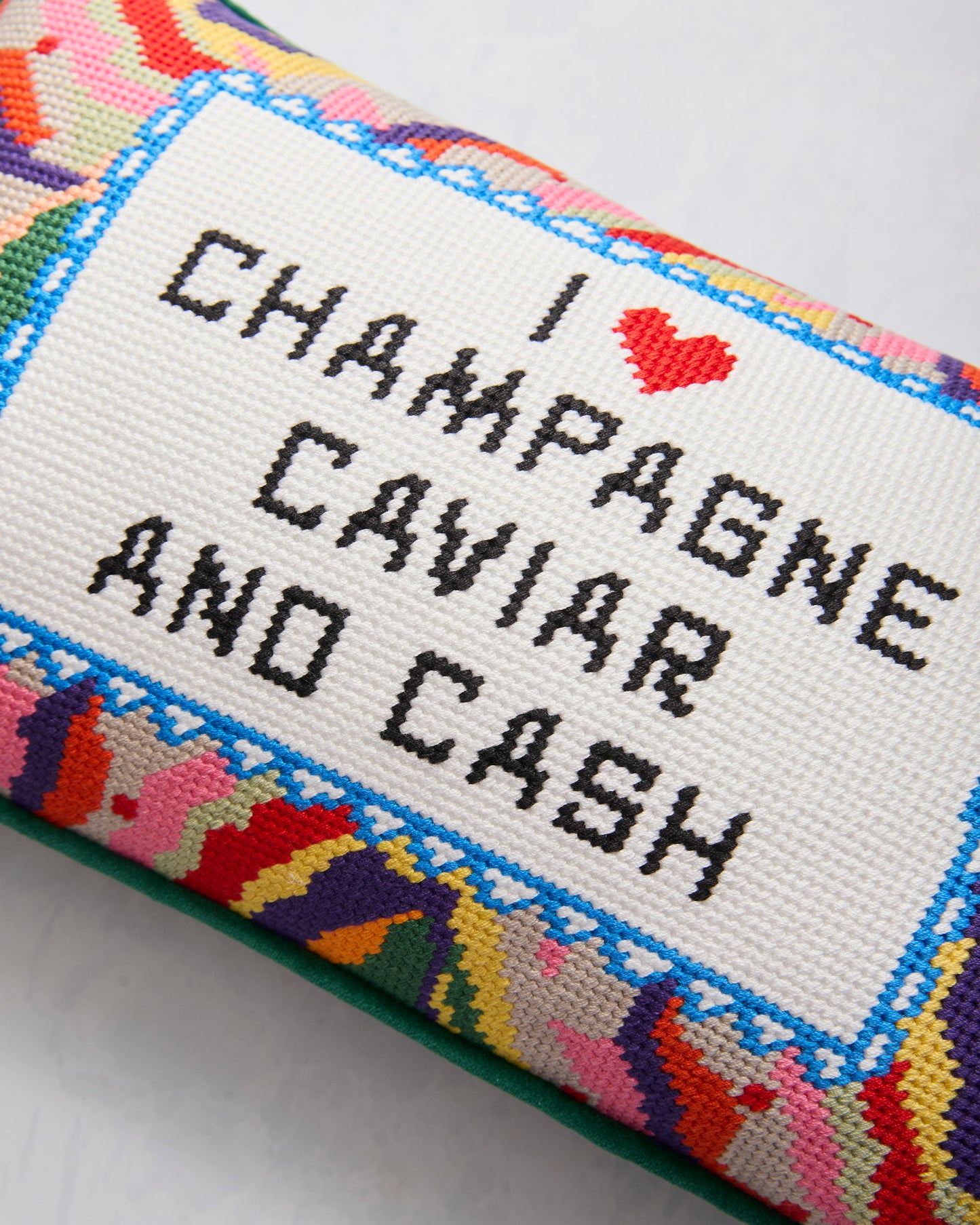 Caviar and Cash - Furbish Studio Needlepoint Pillow - Multi - Printfresh
