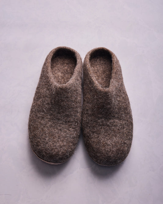 Earth Brown - Organic Merino Wool Slippers - Printfresh