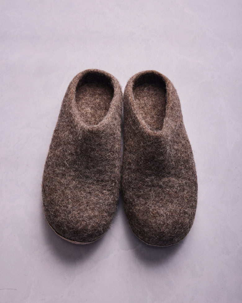 Earth Brown - Organic Merino Wool Slippers - Printfresh