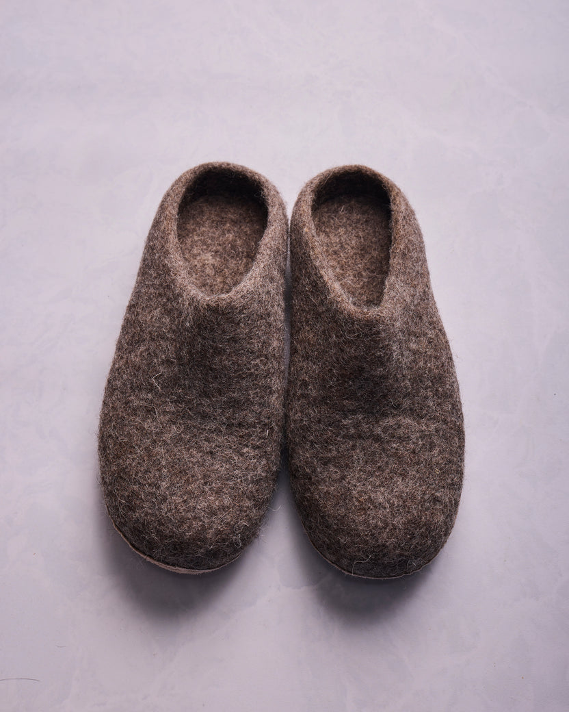 Earth Brown - Organic Merino Wool Slippers - Printfresh