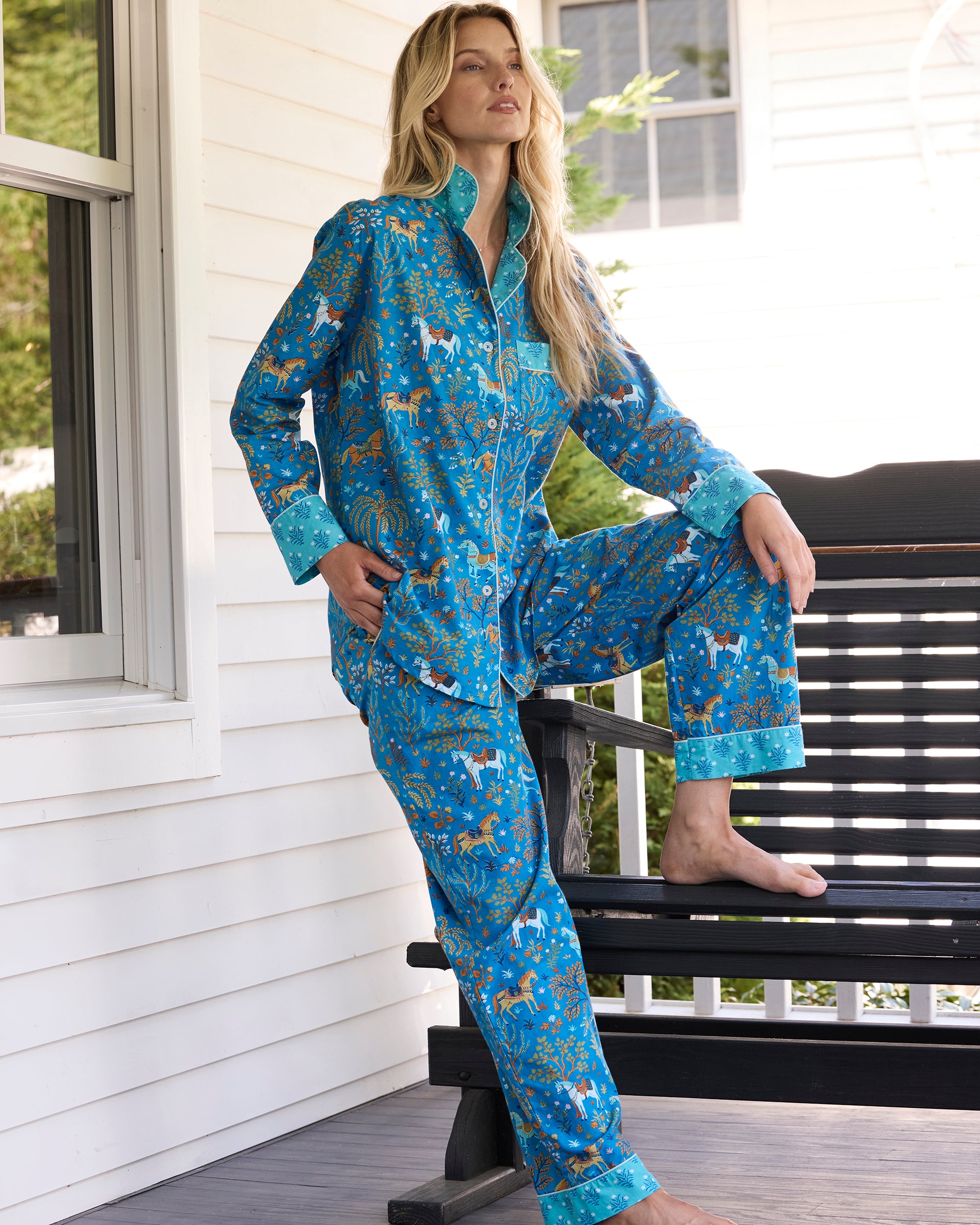 Show Pony - Tall Long PJ Set - Steel Blue - Printfresh